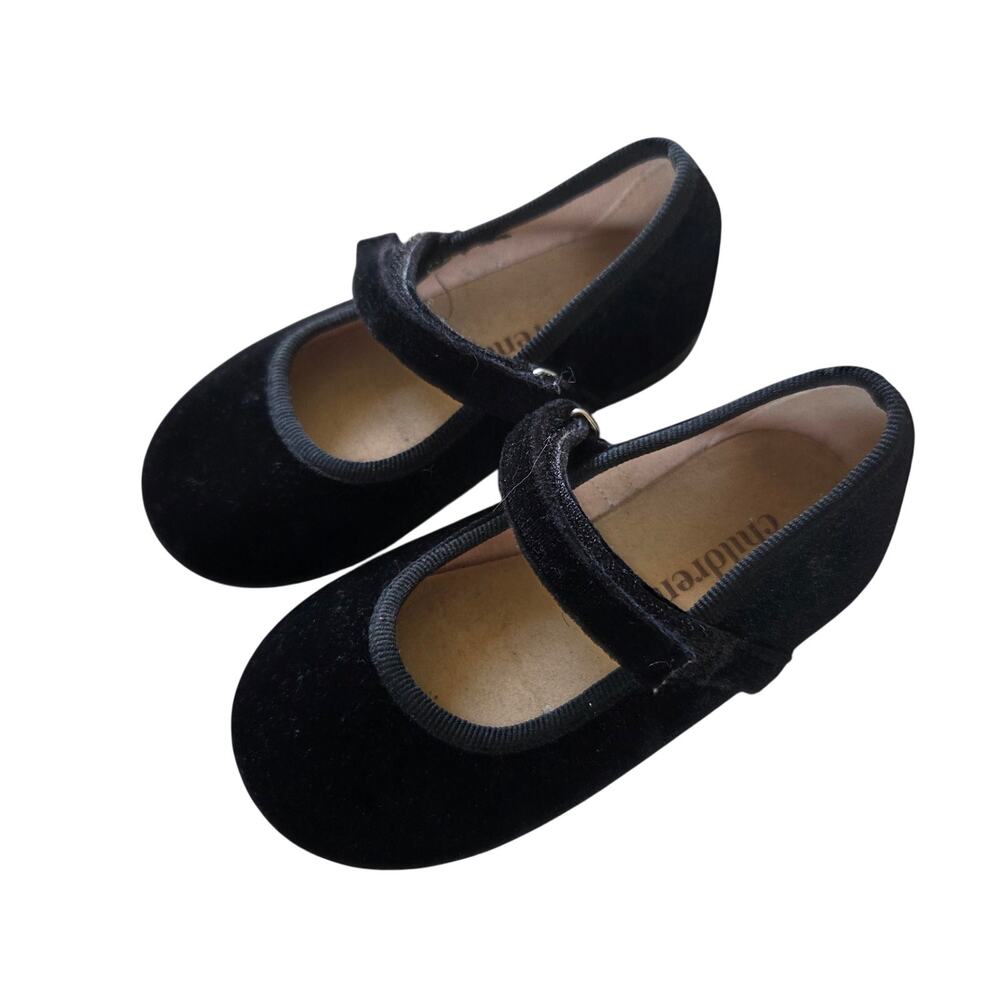 ChildrenChic Black Velvet Cassie Mary Jane Shoes